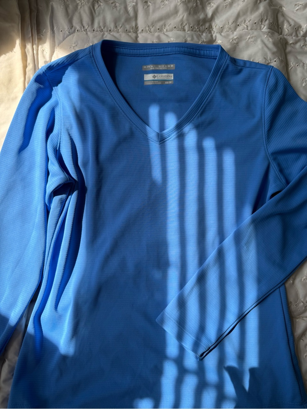 Columbia Blue V-Neck Performance Long Sleeve